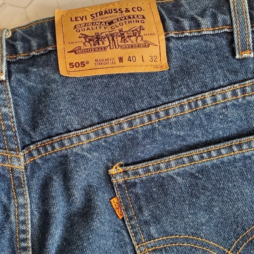 VTG Levi's 505 Orange Tab 40 x 32 Straight Leg Regular Fit‎ Denim Jeans